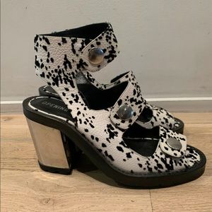 Opening Ceremony Isa Metallic Block Heel Leather Sandals, Multi-Color Women’s